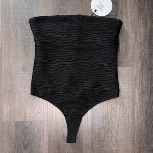 Princess Polly Black Textured Strapless Bodysuit